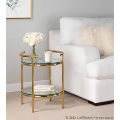 Rhonda Side Table Gold/Clear Glass - LumiSource -Furniture Shop GUEST 9e5ee283 be65 4b5d 8bc2 1213c6cf31ca