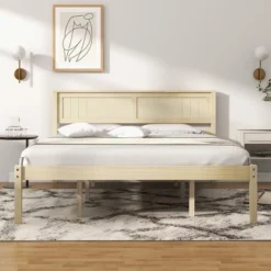 Costway Full/Queen/Twin Size Wooden Platform Bed Frame With Headboard Mattress Foundation Natural 15 Costway Full/Queen/Twin Size Wooden Platform Bed Frame With Headboard Mattress Foundation Natural -Furniture Shop GUEST 9e8a979c 1b80 4c12 9714 7e66e363f673