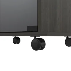 TUHOME Portable Dukat Wine And Liquor Bar Storage Display Cabinet Cart With Glass Door, 4 Wheels, 2 Shelves, And 6 Cubbies -Furniture Shop GUEST 9ec63e9c 29f6 40c8 8e46 903f17ceb2b4