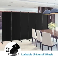 Costway 6-Panel Folding Room Divider 6FT Rolling Privacy Screen With Lockable Wheels Black/Brown/Grey/White -Furniture Shop GUEST 9ee34660 5c00 4f1f 9fc0 cf9d9f143021