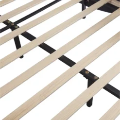 Upholstered Faux Leather Platform Bed With LED Light Bed Frame With Slatted-ModernLuxe -Furniture Shop GUEST 9f0c204c 9d7d 4005 8d1f 1db2f7b5ee97