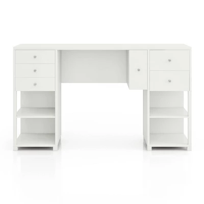 Linsell Glam 6 Drawer Vanity Table Luminous White - MiBasics 4 Linsell Glam 6 Drawer Vanity Table Luminous White - MiBasics - Image 2