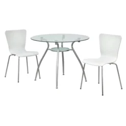 3pc Itza Round Glass Top And Chrome Base Dining Set - Buylateral -Furniture Shop GUEST a08a8f3a a2e2 4d9d a2bb f60669f0b3ba