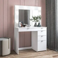 Harper Vanity Table With Lighted Mirror White - Polifurniture -Furniture Shop GUEST a0dc428c c331 4f67 8352 02a1b8d94e51