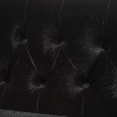 Flax Victorian Style Contemporary Velvet Fabric Upholstered 2 Seater Loveseat Black - Baxton Studio 7 Flax Victorian Style Contemporary Velvet Fabric Upholstered 2 Seater Loveseat Black - Baxton Studio - Image 5