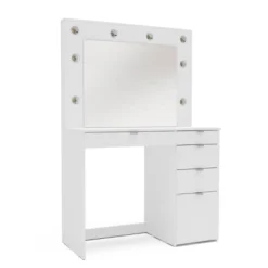 Harper Vanity Table With Lighted Mirror White - Polifurniture -Furniture Shop GUEST a1cd8e27 99e7 4ac3 9cf7 23ab6558c9c6