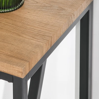 HOMCOM 47.75 Inch Bar Table With Metal Legs, Rustic Industrial Pub Table With Large Tabletop For Home Bar, Kitchen Or Dining Room, Brown 6 HOMCOM 47.75 Inch Bar Table With Metal Legs, Rustic Industrial Pub Table With Large Tabletop For Home Bar, Kitchen Or Dining Room, Brown - Image 4