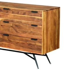 58" Wooden Sideboard With 6 Drawers And Metal Base Brown - The Urban Port -Furniture Shop GUEST a33d1140 90a8 4a98 8acc 2e67859f3f11