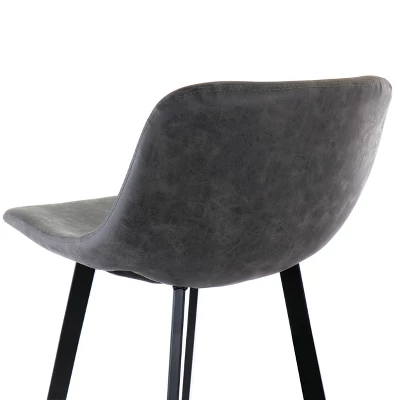 Elama Faux Leather Bar Stool In Gray With Black Legs 7 Elama Faux Leather Bar Stool In Gray With Black Legs - Image 5