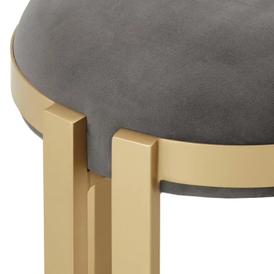 Lepape Upholstered Bench Gray Velvet - Inspire Q 9 Lepape Upholstered Bench Gray Velvet - Inspire Q - Image 7