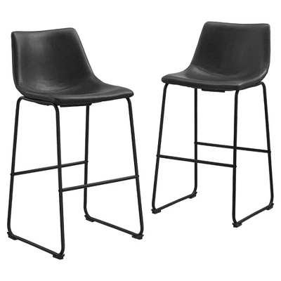 Set Of 2 Laslo Modern Upholstered Faux Leather Barstools - Saracina Home 9 Set Of 2 Laslo Modern Upholstered Faux Leather Barstools - Saracina Home - Image 7