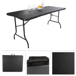 Folding Table - Lightweight Portable Folding Desk - 6-Foot-Long Plastic Table For Camping, Playing Cards, Parties, And Dining By Everyday Home (Black) 11 Folding Table - Lightweight Portable Folding Desk - 6-Foot-Long Plastic Table For Camping, Playing Cards, Parties, And Dining By Everyday Home (Black) -Furniture Shop GUEST a4ebff10 b9bf 4232 8bb9 9f267b82d590