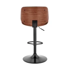 Brock Adjustable Counter Height Barstool With Faux Leather Seat Walnut Finish Back Steel Base - Armen Living 18 Brock Adjustable Counter Height Barstool With Faux Leather Seat Walnut Finish Back Steel Base - Armen Living -Furniture Shop GUEST a58cb7c5 9134 4668 a14f e97d449861cc