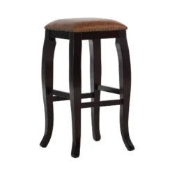 San Francisco Backless Faux Leather Barstool Wood Caramel - Linon -Furniture Shop GUEST a697b6ca f667 4717 b55b 5366e02c754f