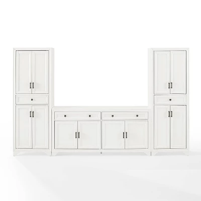 3pc Tara Entertainment Set With Closed Storage Distressed White - Crosley 7 3pc Tara Entertainment Set With Closed Storage Distressed White - Crosley - Image 5