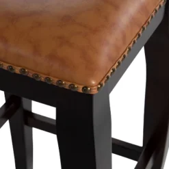 San Francisco Backless Faux Leather Barstool Wood Caramel - Linon -Furniture Shop GUEST a761aa1e bbc1 4b28 bdde ea5b859f9645