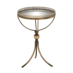 Metal And Glass Round Pedestal Table Gold - Olivia & May -Furniture Shop GUEST a7c9424c 0e16 4401 8a01 934d270ed182