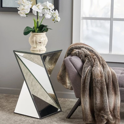 Amiel Geometrical Mirrored Side Table Silver - Christopher Knight Home 4 Amiel Geometrical Mirrored Side Table Silver - Christopher Knight Home - Image 2