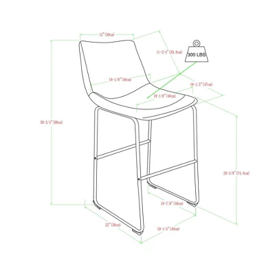 Set Of 2 Laslo Modern Upholstered Faux Leather Barstools - Saracina Home 8 Set Of 2 Laslo Modern Upholstered Faux Leather Barstools - Saracina Home - Image 6