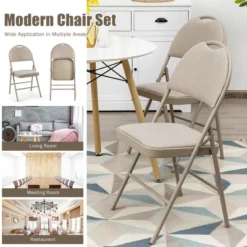 Costway 6 Pack Folding Chairs Portable Padded Office Kitchen Dining Chairs Beige -Furniture Shop GUEST a8380d5f 35a1 419c 8612 98bbeca39f2f