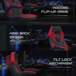 BlackArc Gamma Gaming Desk & Chair Set - Black & Red High Back Gaming Chair With Flip-Up Arms; Desk With Detachable Headphone Hook/Cupholder 19 BlackArc Gamma Gaming Desk & Chair Set - Black & Red High Back Gaming Chair With Flip-Up Arms; Desk With Detachable Headphone Hook/Cupholder -Furniture Shop GUEST a843aae5 d2db 4014 acce 6ad057b7a92f