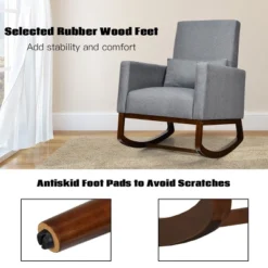 2-in-1 Fabric Upholstered Rocking Chair Nursery Armchair With Pillow Dark Grey -Furniture Shop GUEST a858c8fd ee1a 4130 a28b 3144da5fc0cc