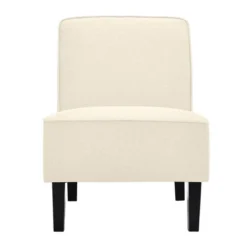 Costway Modern Armless Accent Chair Fabric Single Sofa WithRubber Wood Legs Beige/Gray -Furniture Shop GUEST a9a25ba9 805c 44e5 8bf5 3452ffbba671