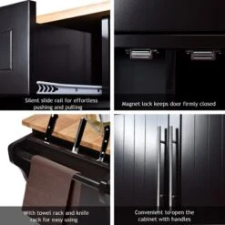 Costway Kitchen Island Trolley Cart Wood Top Rolling Storage Cabinet W/Knife Block WhiteBrown -Furniture Shop GUEST ab392f0d 55f3 4efd 891b 96008206009a