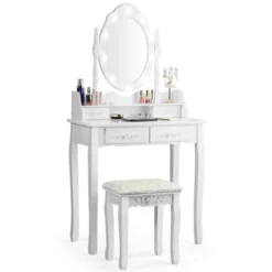 Costway Makeup Vanity Dressing Table Set W/10 Dimmable Bulbs Cushioned Stool 24 Costway Makeup Vanity Dressing Table Set W/10 Dimmable Bulbs Cushioned Stool -Furniture Shop GUEST abf3b224 e21c 4dee 90b0 9ad559e0144b