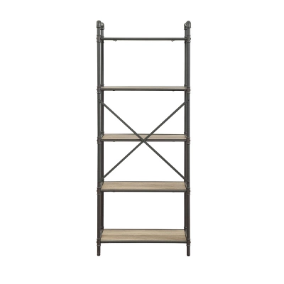 Itzel Bookcase Antique Oak/Sandy Gray - Acme Furniture 5 Itzel Bookcase Antique Oak/Sandy Gray - Acme Furniture - Image 3