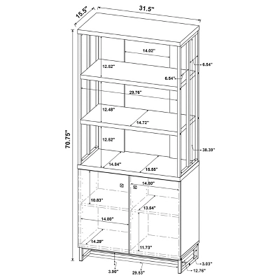 70.75" Milbrook 3 Shelf Bookcase Rustic Oak - Coaster 6 70.75" Milbrook 3 Shelf Bookcase Rustic Oak - Coaster - Image 4