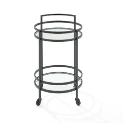 Bailey Round Bar Cart Matte Black - Crosley -Furniture Shop GUEST acca8b0c 27f3 4595 8c67 2b7794afc103