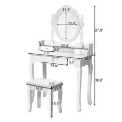 Costway White Vanity Wood Makeup Dressing Table Stool 3 Drawer 12 Costway White Vanity Wood Makeup Dressing Table Stool 3 Drawer -Furniture Shop GUEST ad278840 dc08 4d1f bae6 e5d9d67cb48f