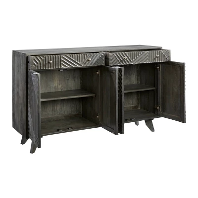 Foundation 4 Door 2 Drawer Credenza Gray - Treasure Trove Accents 4 Foundation 4 Door 2 Drawer Credenza Gray - Treasure Trove Accents - Image 2