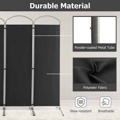 Costway 4 Panels Folding Room Divider 6 Ft Tall Fabric Privacy Screen Black/Brown/Grey/White 8 Costway 4 Panels Folding Room Divider 6 Ft Tall Fabric Privacy Screen Black/Brown/Grey/White - Image 6