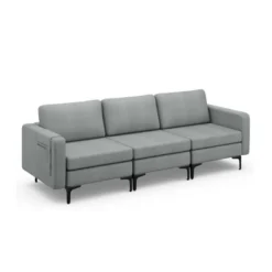 Costway Modern Modular 3-Seat Sofa Couch W/ Side Storage Pocket & Metal Leg GreenGrey 23 Costway Modern Modular 3-Seat Sofa Couch W/ Side Storage Pocket & Metal Leg GreenGrey -Furniture Shop GUEST af34cd90 c417 4367 9ea3 962329a5f09d