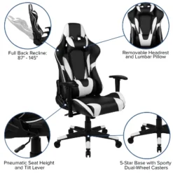 Flash Furniture Gaming Desk And Reclining Gaming Chair Set With Cup Holder, Headphone Hook & 2 Wire Management Holes -Furniture Shop GUEST af97460e 5506 4f72 9d74 a85b749ecc9a