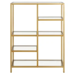 42" Tall Brass Finish Bookcase - Henn&Hart 13 42" Tall Brass Finish Bookcase - Henn&Hart -Furniture Shop GUEST b0646f68 ca4e 4b63 a216 ac8aed8179dc