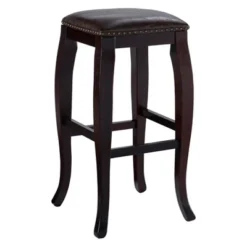 San Francisco Backless Faux Leather Barstool Wood Caramel - Linon -Furniture Shop GUEST b15ea83c e11c 4d90 9822 a821a6979ed7
