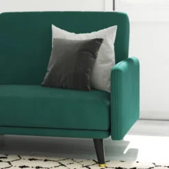 Emma And Oliver Premium Padded Upholstered Split Back Sofa Futon With Vertical Channel Tufting And Wooden Legs -Furniture Shop GUEST b17ea35e 18b7 4a5a 8ffd e03fb7932477