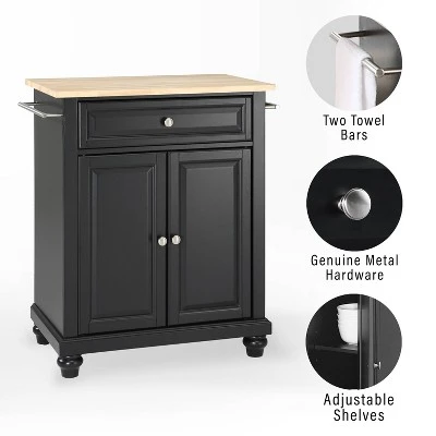 Cambridge Wood Top Portable Kitchen Island/Cart Black/Natural - Crosley 6 Cambridge Wood Top Portable Kitchen Island/Cart Black/Natural - Crosley - Image 4