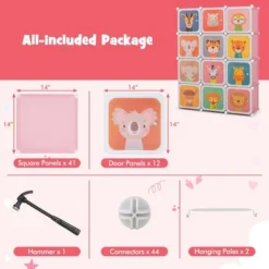 Costway 12-Cube Kids Wardrobe Baby Dresser Bedroom Armoire Clothes Hanging Closet With Door Blue/Pink 21 Costway 12-Cube Kids Wardrobe Baby Dresser Bedroom Armoire Clothes Hanging Closet With Door Blue/Pink -Furniture Shop GUEST b1c41f6f f654 4a02 88d5 93b7c642c189