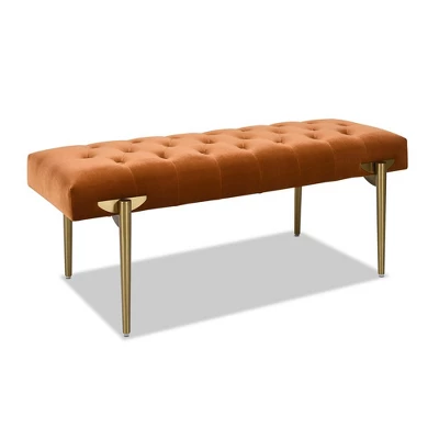 Jennifer Taylor Home Aria Upholstered Gold Accent Bench 7 Jennifer Taylor Home Aria Upholstered Gold Accent Bench - Image 5