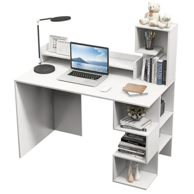 Tangkula 48" Modern Computer Desk Home Office Workstation W/ Hutch & Storage Shelves 12 Tangkula 48" Modern Computer Desk Home Office Workstation W/ Hutch & Storage Shelves - Image 10