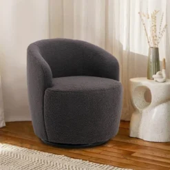 Fannie 25.60'' Wide Small Size Boucle Upholstered 360° Swivel Barrel Chair-The Pop Maison -Furniture Shop GUEST b2fb140f 89dc 4e1f 8f2c 9a56b082000c
