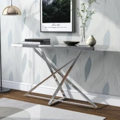 Drubeck Mirrored Rectangle Sofa Table Chrome - HOMES: Inside + Out