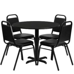 Flash Furniture 36'' Round Laminate Table Set With X-Base And 4 Trapezoidal Back Banquet Chairs -Furniture Shop GUEST b38b6cd4 b92d 4d41 97c7 bde6b0b94cd0