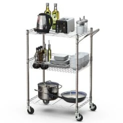 Costway 3-Tier Utility Cart Heavy Duty Wire Rolling Cart W/Handle Bar Storage Trolley 18 Costway 3-Tier Utility Cart Heavy Duty Wire Rolling Cart W/Handle Bar Storage Trolley -Furniture Shop GUEST b5909982 5e4a 4cf6 8b2e c0fa0e7f21c2