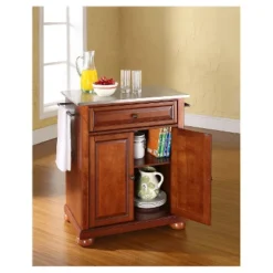 Alexandria Stainless Steel Top Portable Kitchen Island - Classic Cherry - Crosley -Furniture Shop GUEST b665f6b0 413f 407c bcff c0f64c6c724c