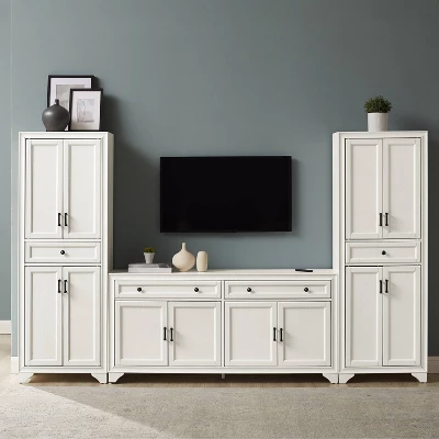 3pc Tara Entertainment Set With Closed Storage Distressed White - Crosley 4 3pc Tara Entertainment Set With Closed Storage Distressed White - Crosley - Image 2